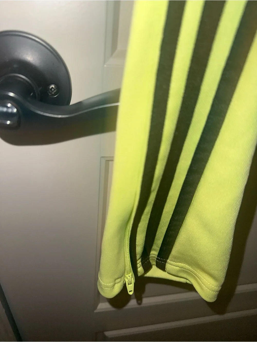 adidas Men’s Neon Green Track Joggers with Black Stripes